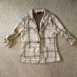 Stylish Beige Plaid Kids Blazer